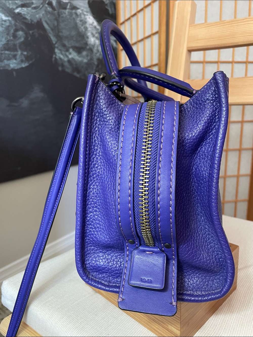 Coach 1941 X Disney Purple "Dark Fairy Tale" Pebble Leather Rogue 25 Satchel Bag - Picture 8 of 17
